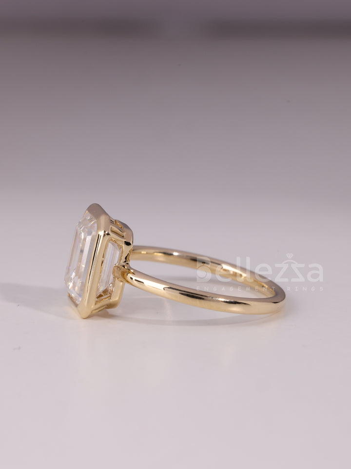 1.50CT-2.50CT Emerald Cut Bezel Setting Engagement Ring
