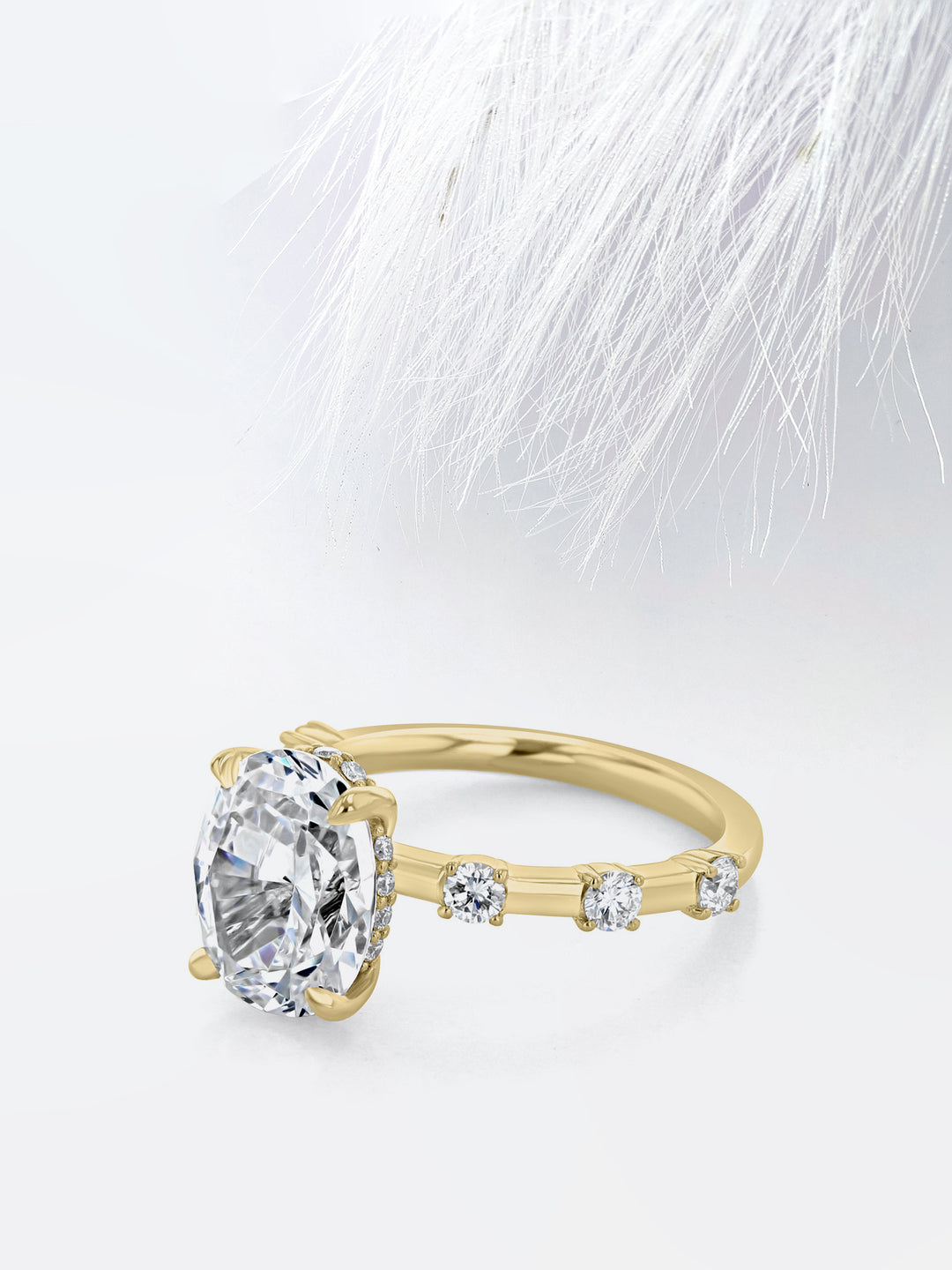 2.5CT Oval Cut Petite Pave Moissanite Diamond Engagement Ring in Yellow Gold