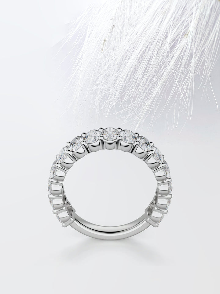 Oval Cut 3/4 Eternity Diamond Wedding Band For Her