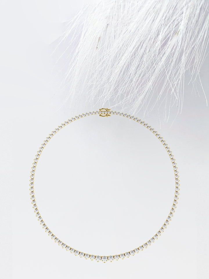 Round Cut Moissanite Riviera Diamond Tennis Necklace In White Gold