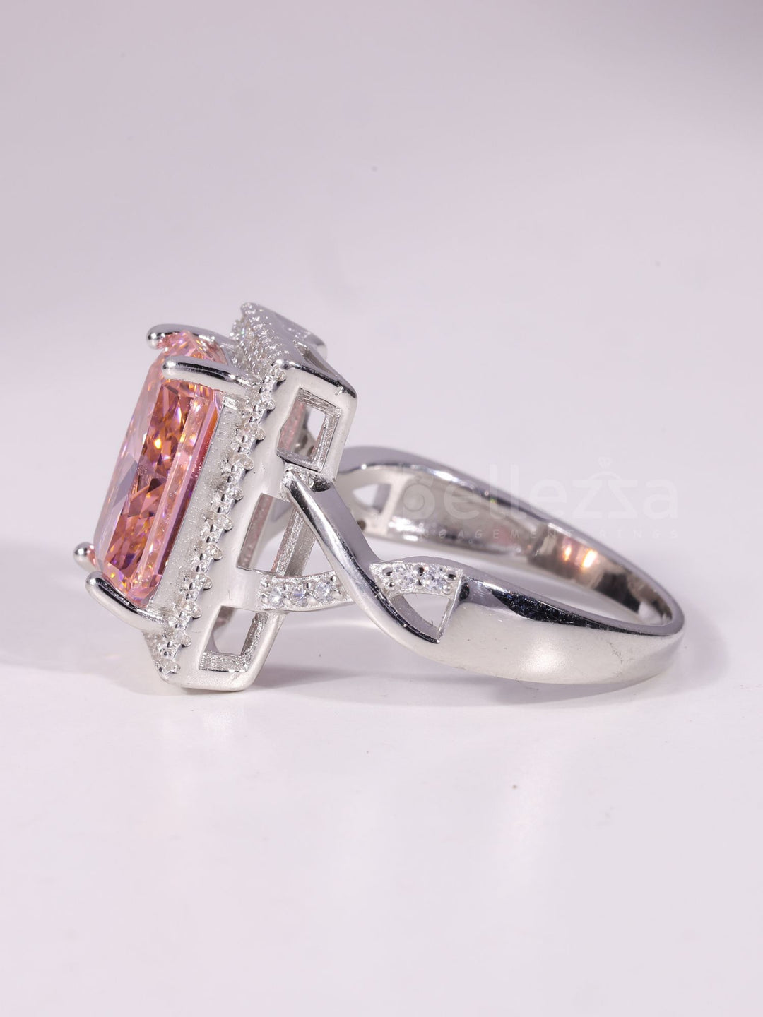 2.00CT-3.0CT Radiant Cut Orangy Pink Diamond Engagement Ring