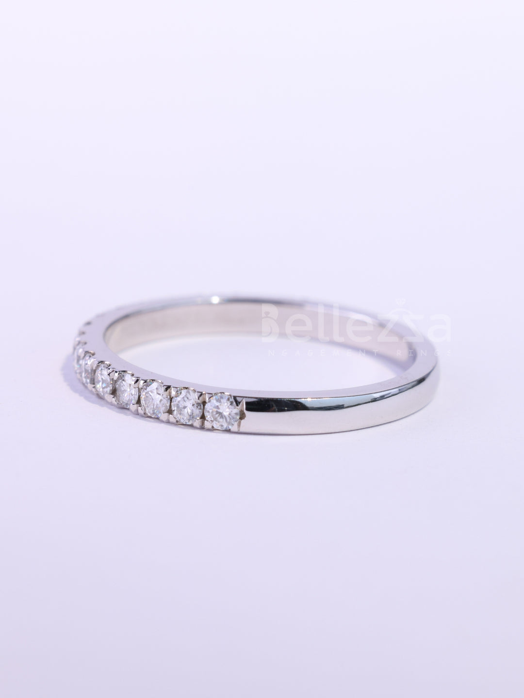 Round Cut Diamond Half Eternity Moissanite Wedding Band