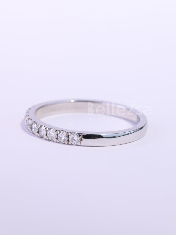 Round Cut Diamond Half Eternity Moissanite Wedding Band