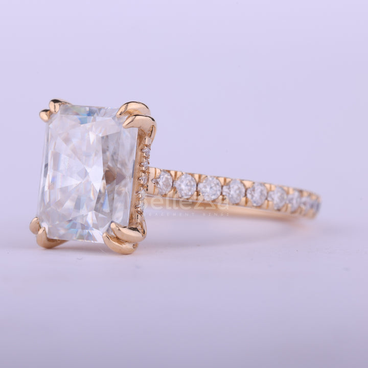1.50CT Radiant Cut Pave Setting Moissanite Engagement Ring
