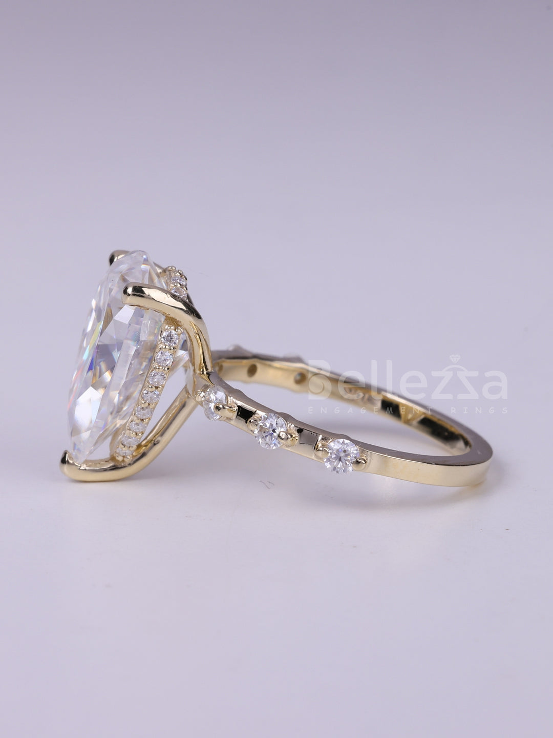 2.50CT Pear cut Pave Setting Moissanite Diamond Engagement Ring