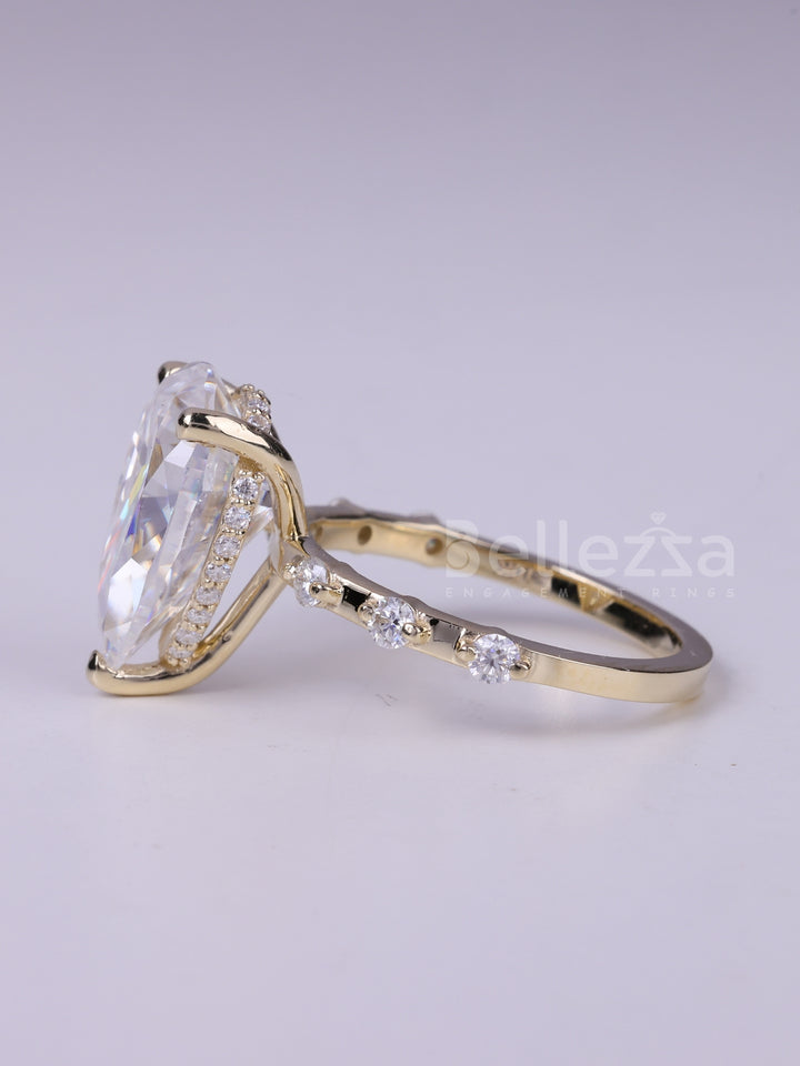 2.50CT Pear cut Pave Setting Moissanite Diamond Engagement Ring