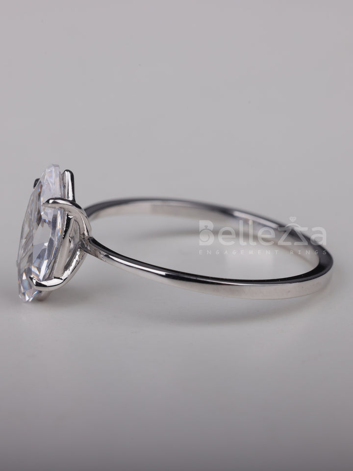 1.0CT Marquise Cut Solitaire Moissanite Engagement Ring