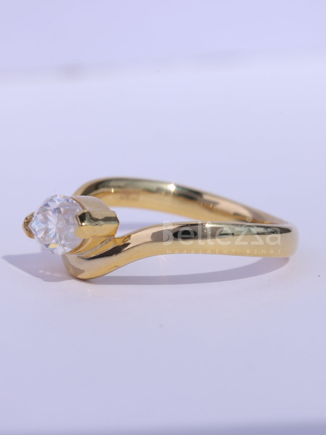 1.0CT Marquise Cut Curved Unique Solitaire Engagement Ring