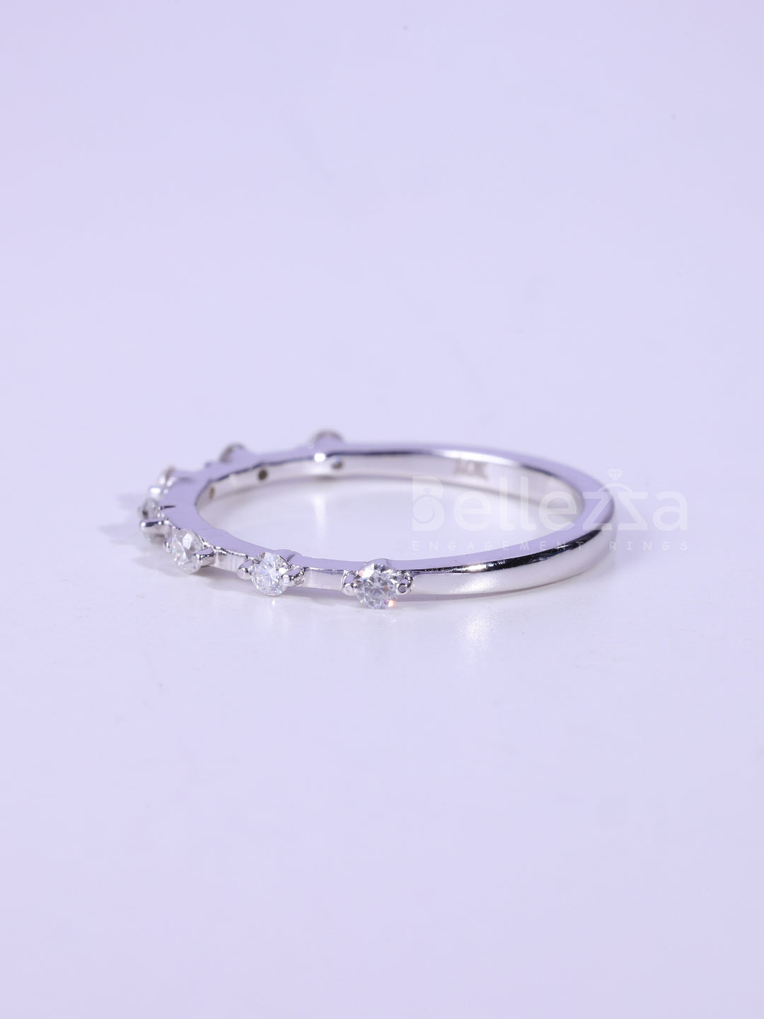 Round Cut Diamond Petite Pave Setting Moissanite Wedding Band