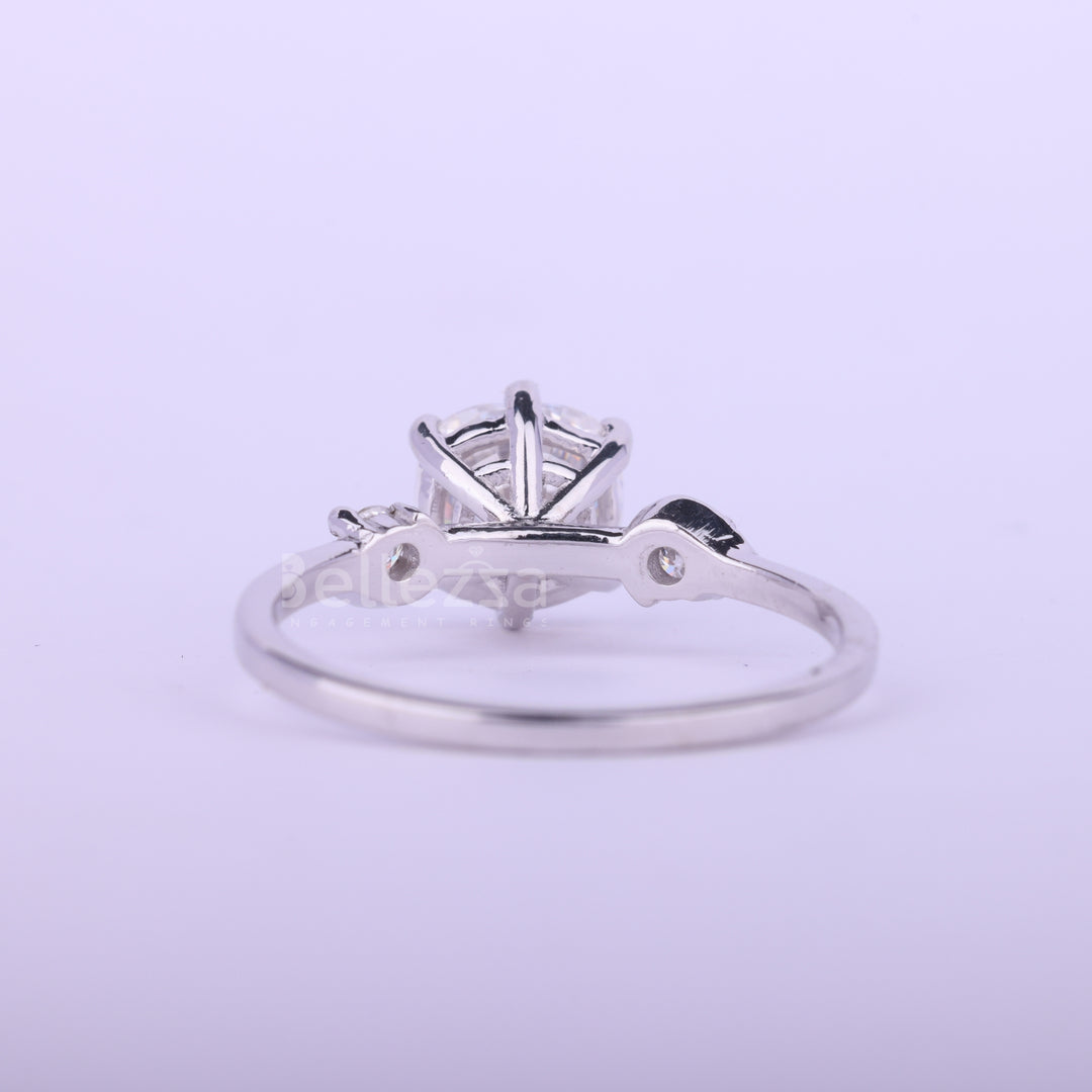 1.50CT Cushion Cut Unique Three Stone Moissanite Engagement Ring