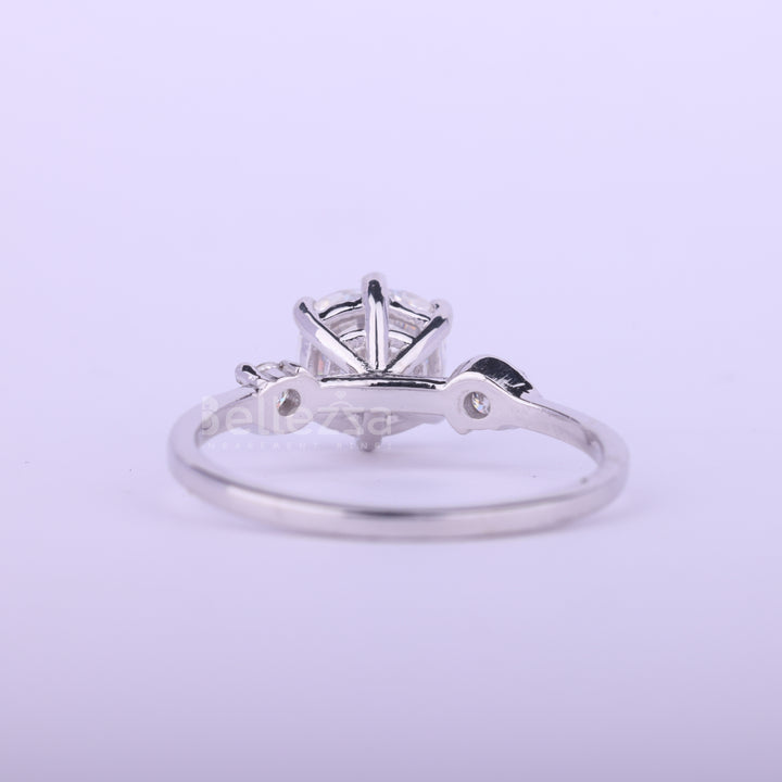 1.50CT Cushion Cut Unique Three Stone Moissanite Engagement Ring