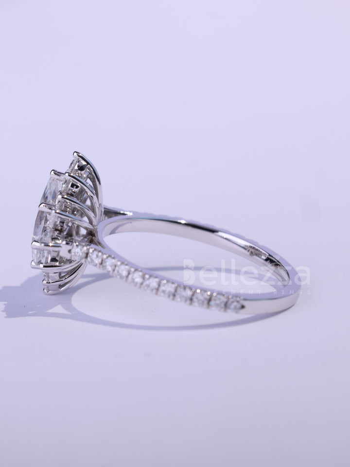 1.0CT-2.0CT Marquise cut Cluster Diamond Moissanite Engagement Ring