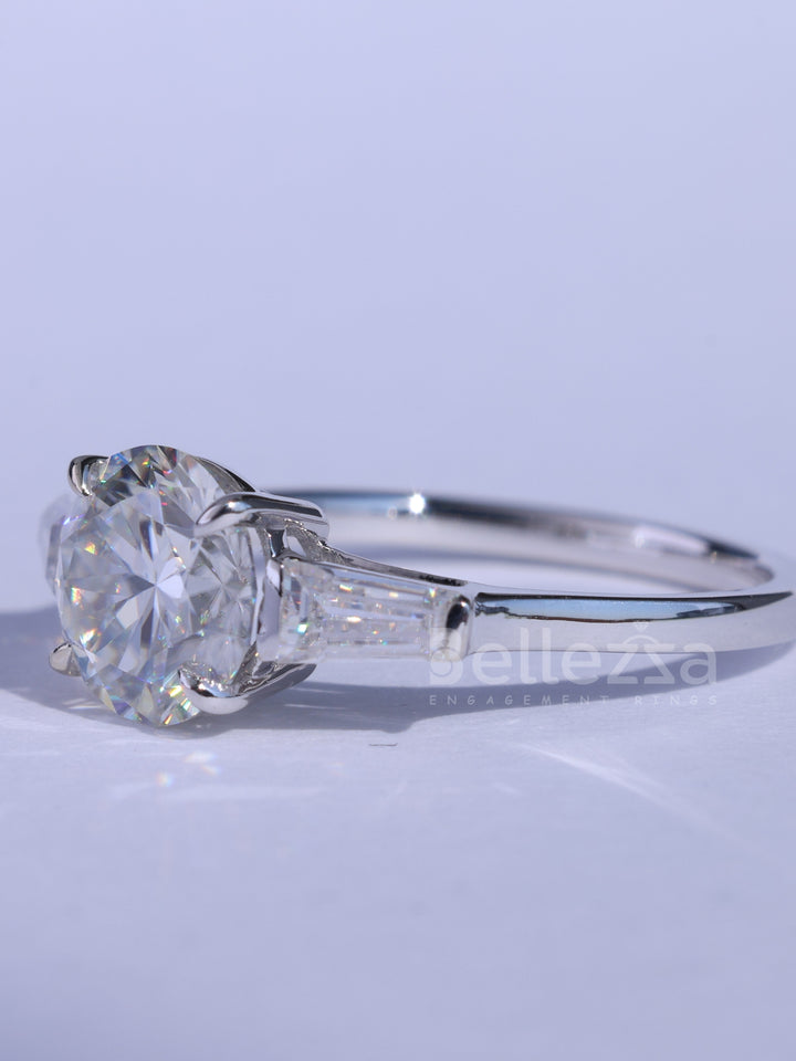 1.50CT Round Cut Three Stone Moissanite Engagement Ring