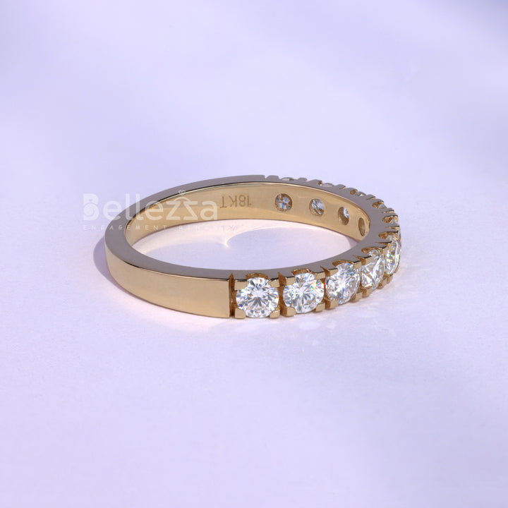 Round Cut Half Eternity Wedding Band For Her - Ready To Ship