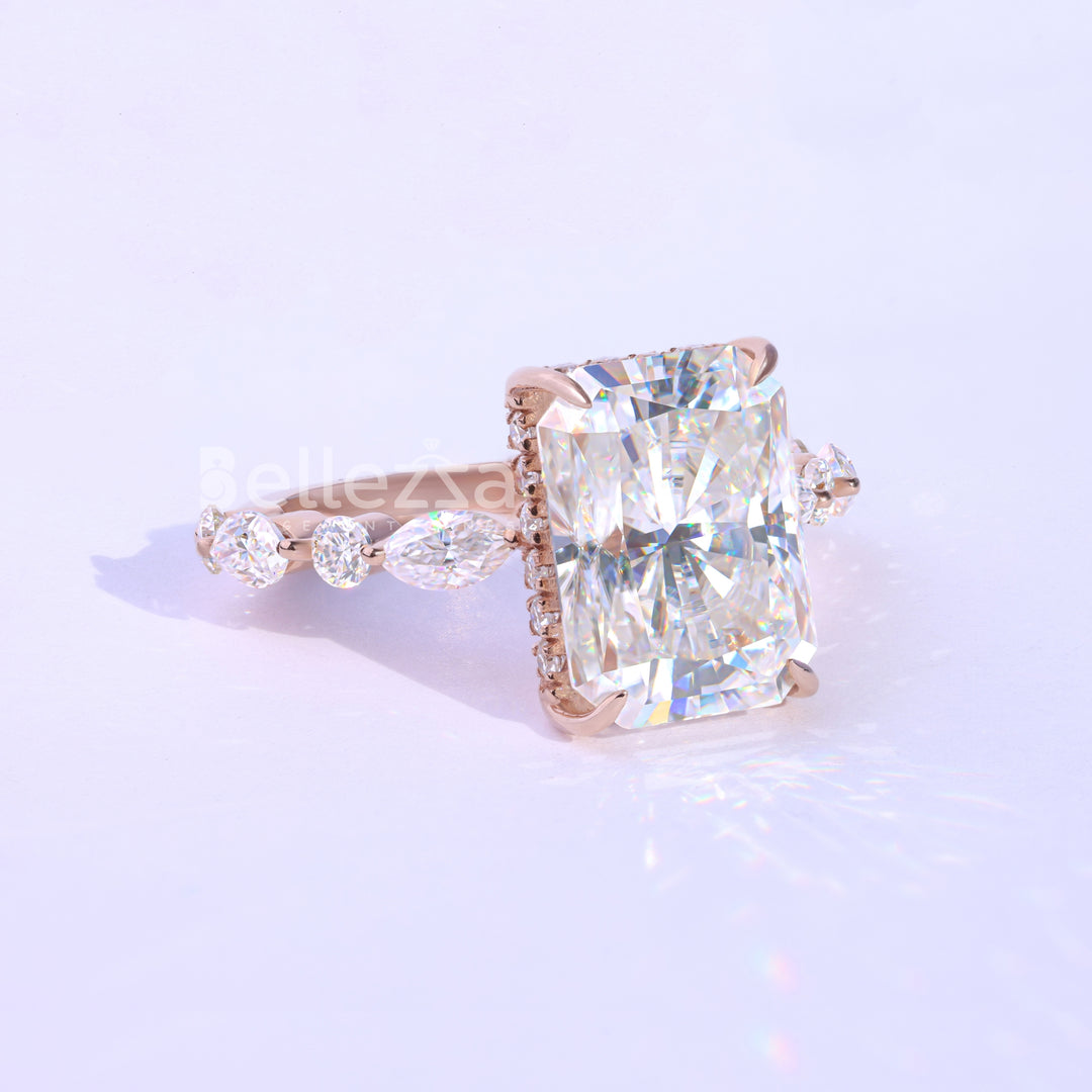 5.0 CT Radiant Cut Pave Setting Engagement Ring - Ready To Ship