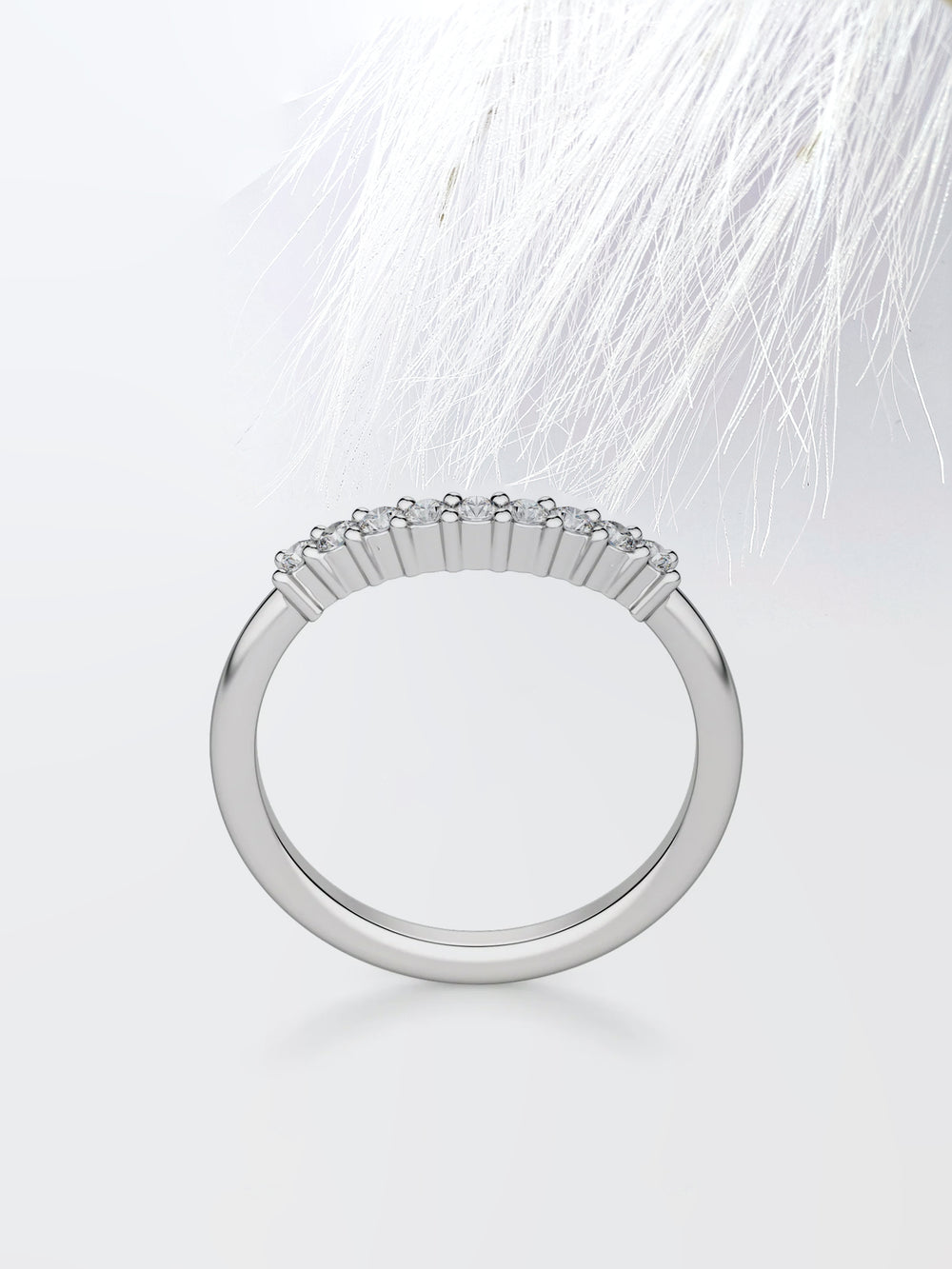 Round Cut Curved Diamond Wedding Band For Women