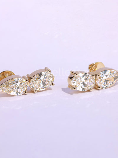 Pear & Oval Cut Moissanite Stud Party Wear Earrings