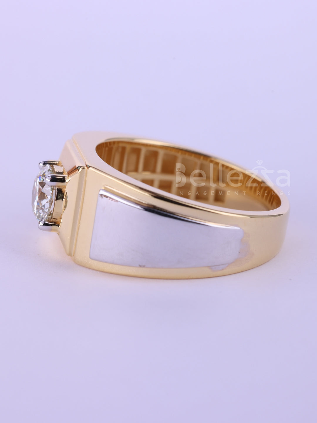1.0CT Round Cut Two Tone Solitaire Men's Engagement Ring