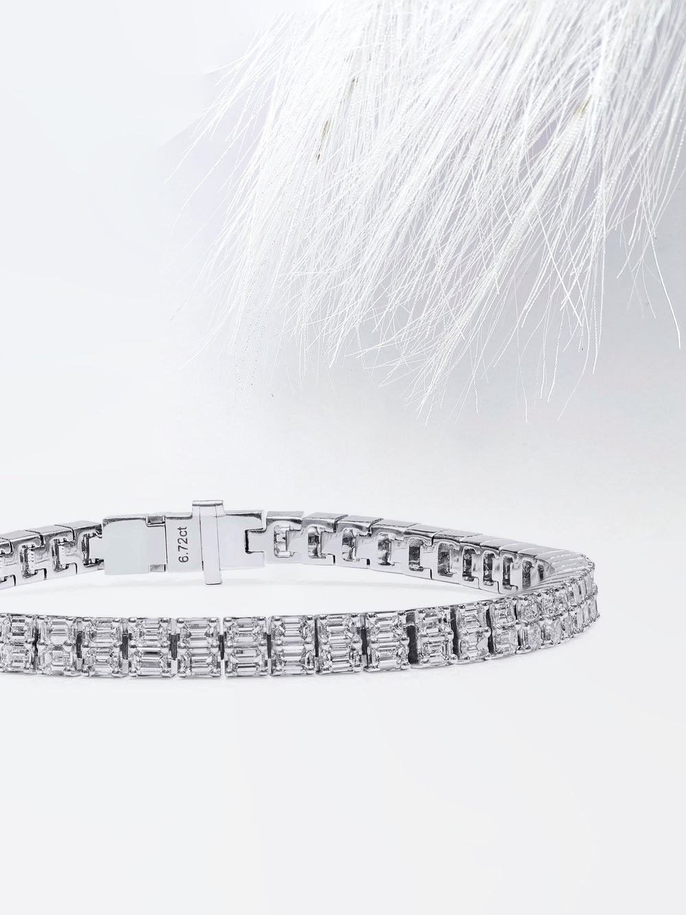 6.72ct Emerald Cut Two Row Tennis Moissanite Diamond Bracelet For Women