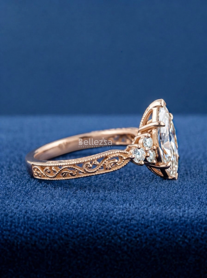 1.50CT Vintage Marquise Lab Grown Diamond Engagement Ring