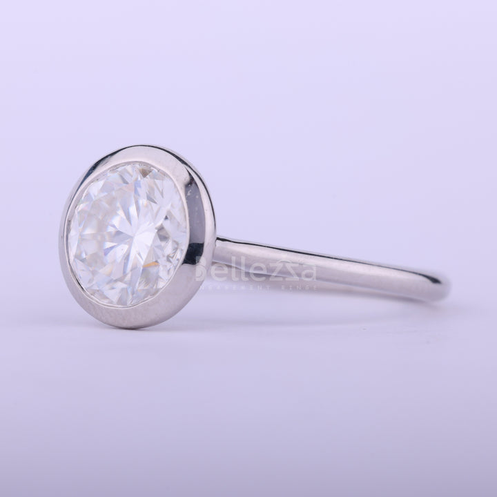 1.50CT Round Cut Bezel Setting Moissanite Engagement Ring