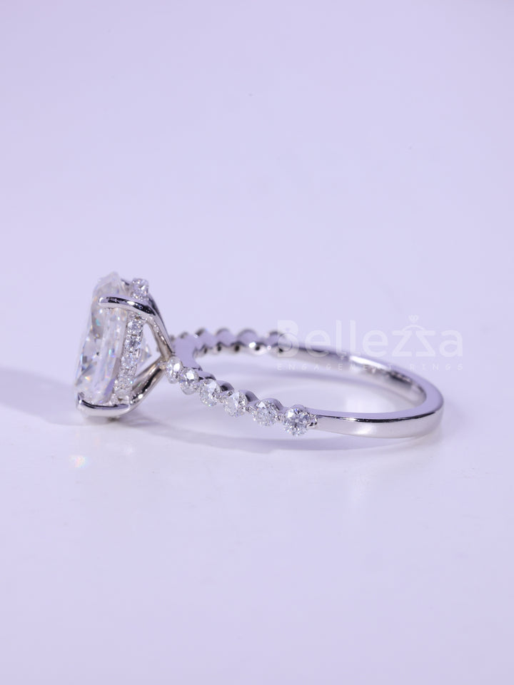 2.0CT-3.0CT Oval Cut Pave Setting Moissanite Engagement Ring