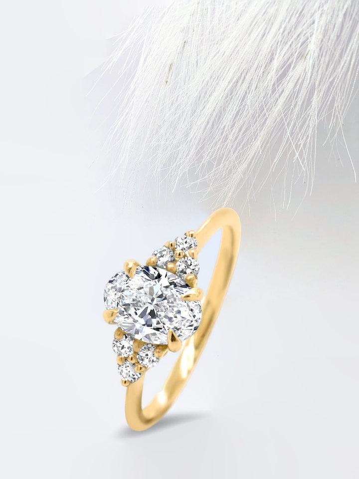 1.0CT Oval Cut Cluster Moissanite Diamond Engagement Ring For Women