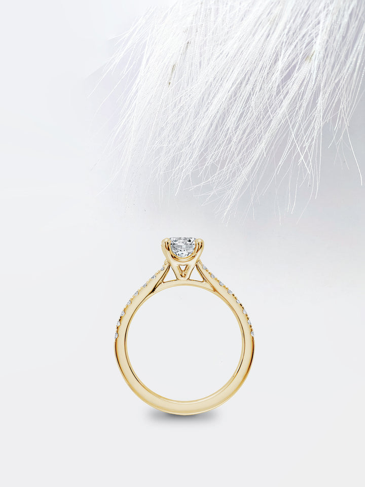 0.75CT Round Cut Pave Moissanite Diamond Engagement Ring For Women