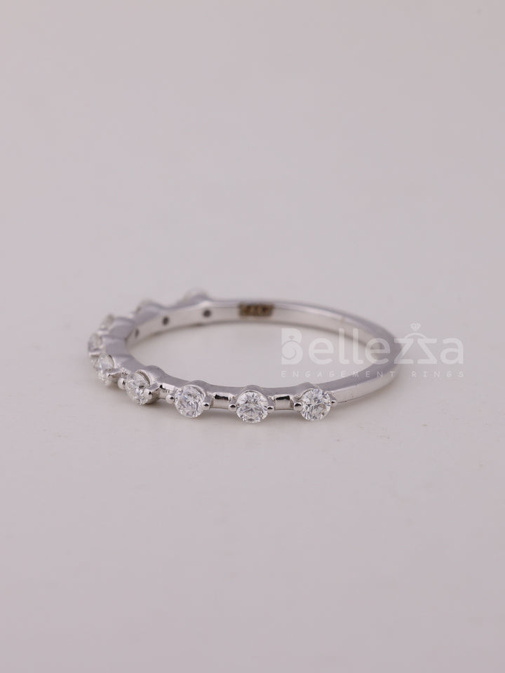 Round Cut Petite Pave Setting Moissanite Wedding Band