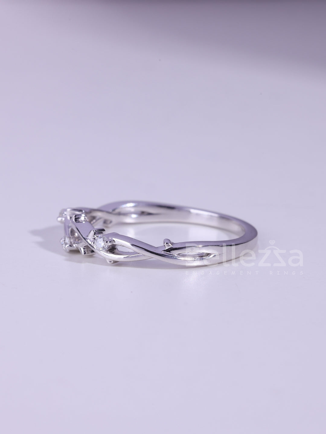 Round Brilliahnt Cut Nature Inspired Moissanite Wedding Band