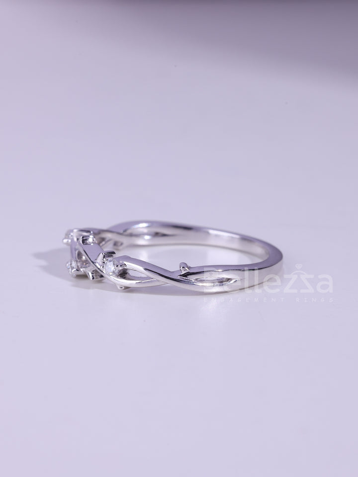 Round Brilliahnt Cut Nature Inspired Moissanite Wedding Band