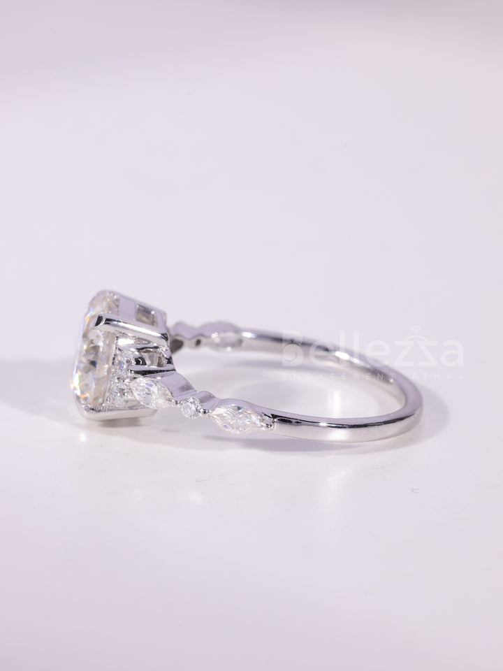 1.0CT-2.0CT Round Brilliant Cut Cluster Diamodn Engagement Ring