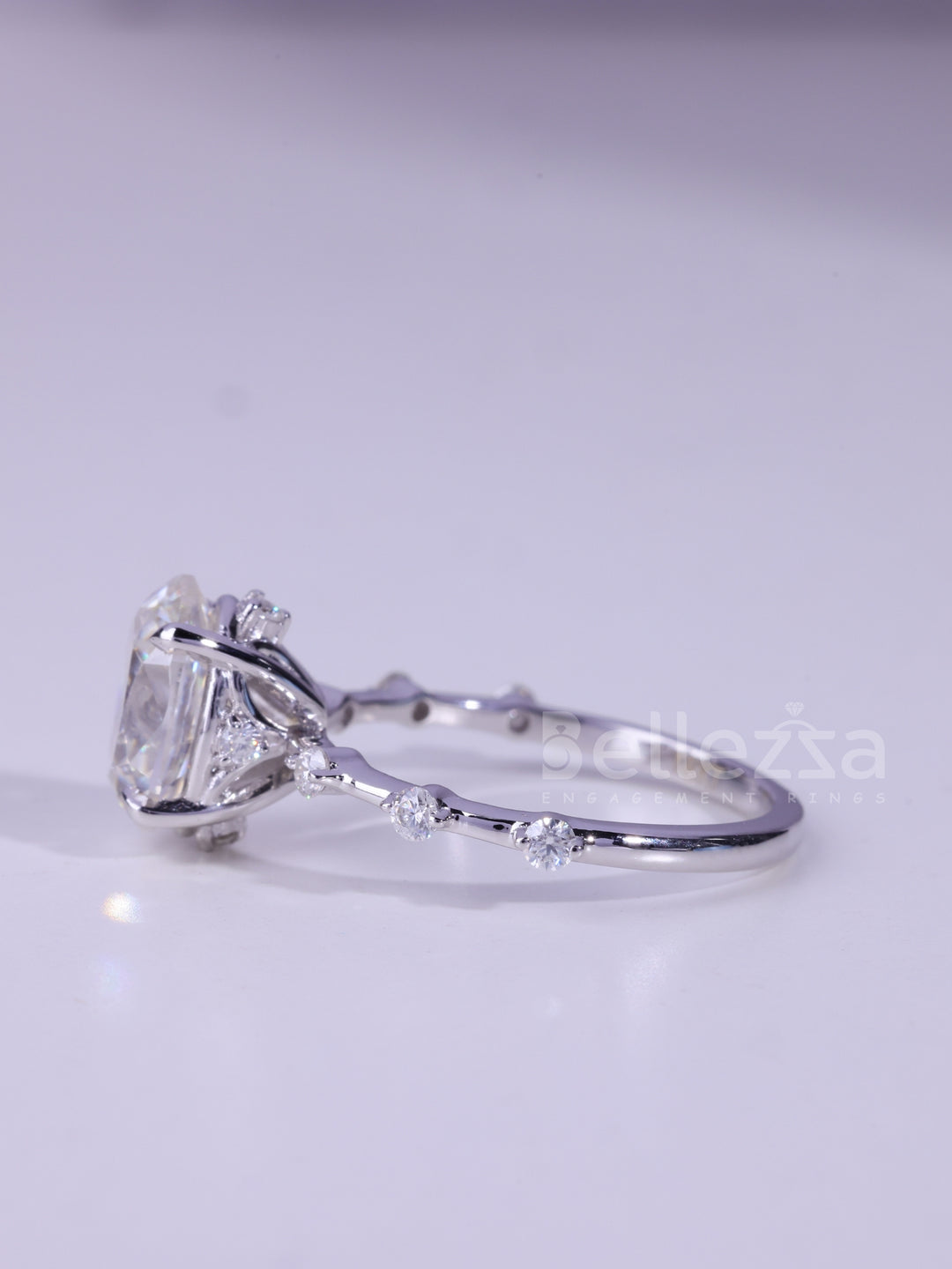 1.50CT Oval Cut Petite Pave Setting Moissanite Engagement Ring