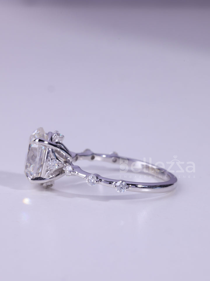 1.50CT Oval Cut Petite Pave Setting Moissanite Engagement Ring