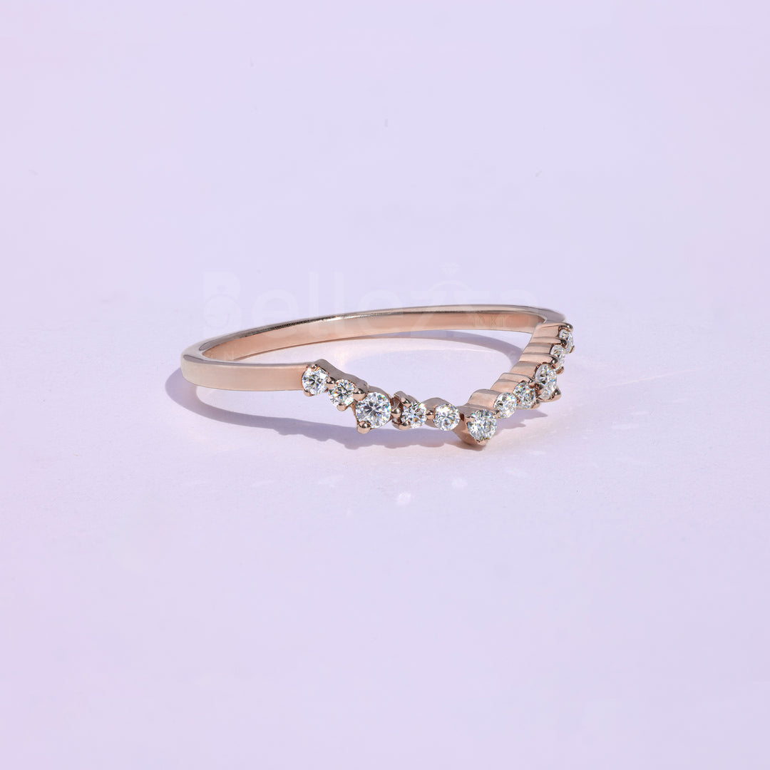 Round Brilliant Diamond Curved Wedding Band - Ready to Ship