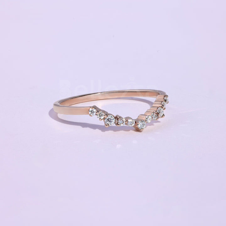 Round Brilliant Diamond Curved Wedding Band - Ready to Ship
