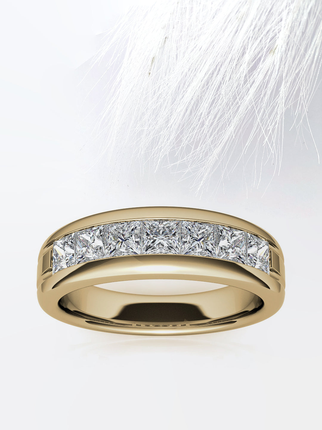 Princess Cut Seven Stone Moissanite Men's Diamond Wedding Band