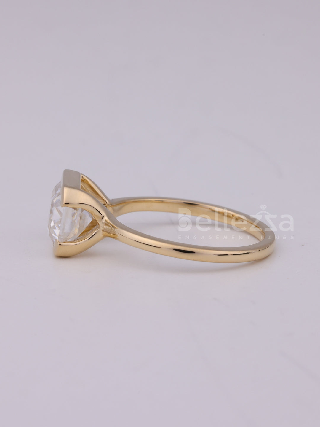 1.50CT East West Emerald Cut Half Bezel Engagement Ring