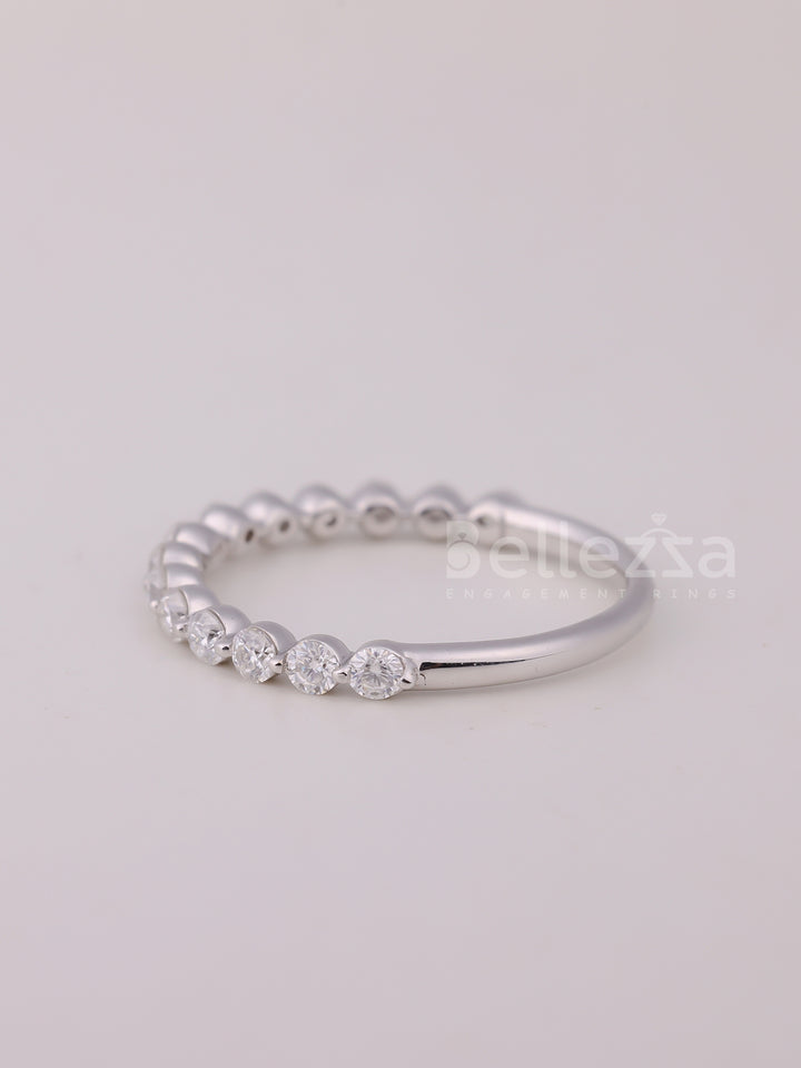 0.30TCW Round Cut Half Eternity Wedding Band For Her