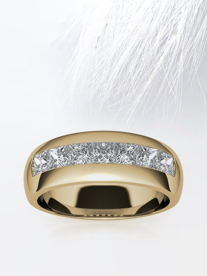 Princess Cut Channel Moissanite Men's Diamond Wedding Band