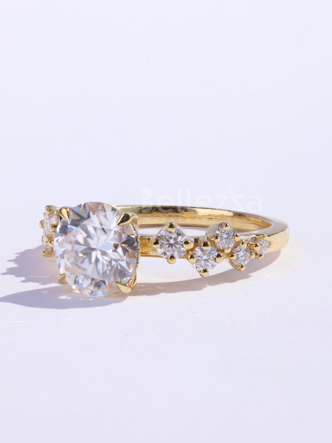 1.0CT Round Cut Cluster Diamond Moissanite Engagement Ring