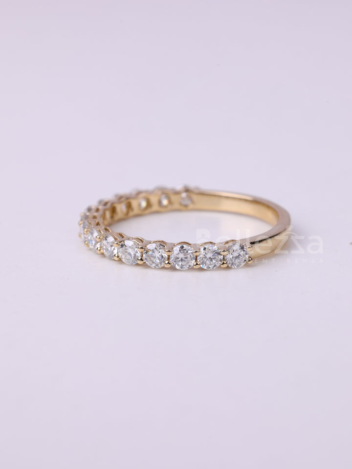 Round Cut Diamond Half Eternity Wedding Band