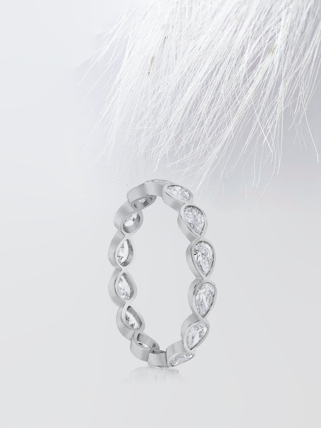 Pear Cut Bezel Diamond Wedding Band For Women