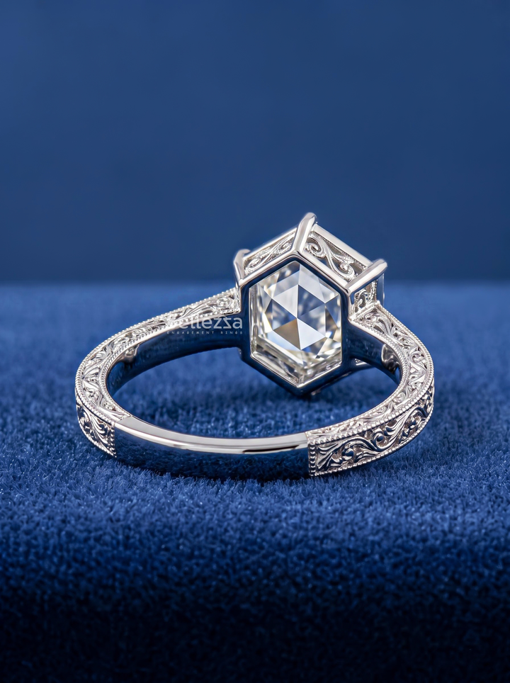 1.50 CT Vintage Rose Cut Round Lab Grown Diamond Unique Engagement Ring