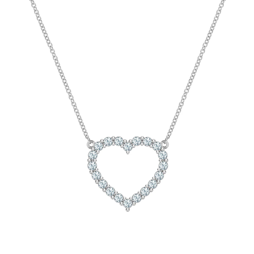 1.45TCW Round Open Heart Moissanite March Birthstone Necklace
