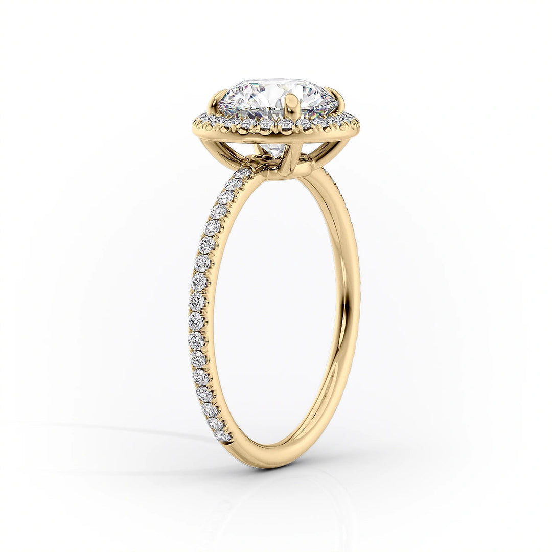 1.0 -3.0 CT Emerald  Lab Grown Diamond Halo Engagement Ring With Pave Setting