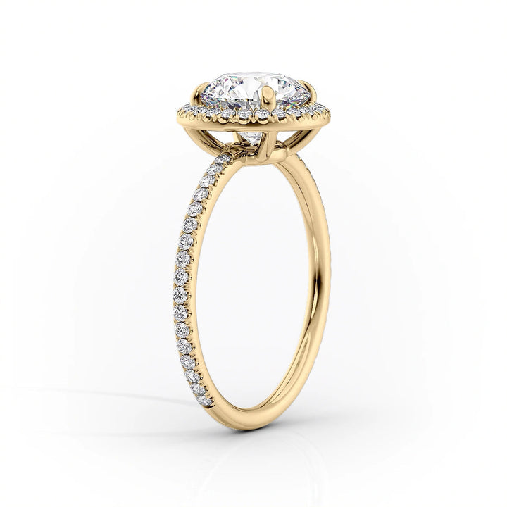 1.0 -3.0 CT Emerald  Lab Grown Diamond Halo Engagement Ring With Pave Setting