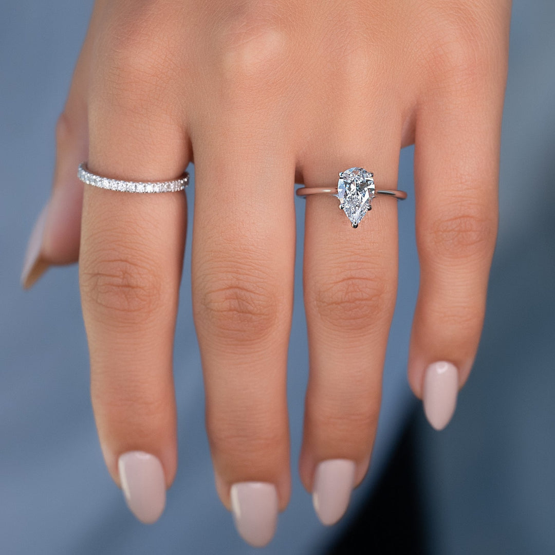 1.50-3.50  CT Pear  Lab Grown Diamond Solitaire Engagement Ring
