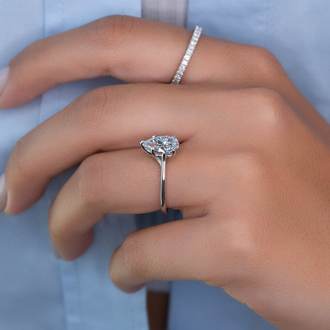 1.50-3.50  CT Pear  Lab Grown Diamond Solitaire Engagement Ring
