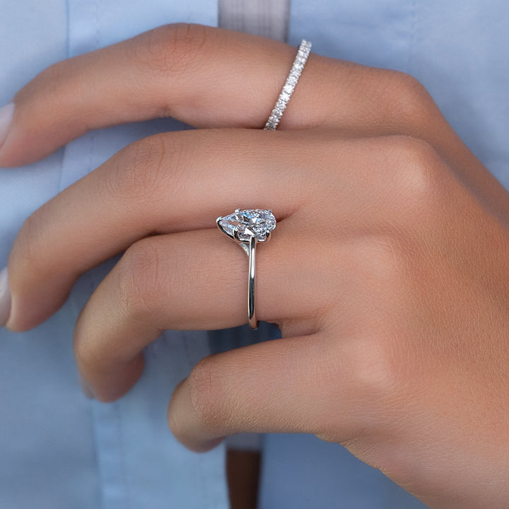 1.50-3.50  CT Pear  Lab Grown Diamond Solitaire Engagement Ring